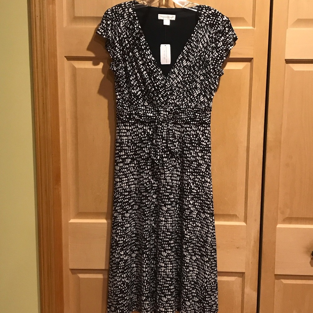 New Christopher & Banks Black and White Midi Dress - Picture 1 of 7
